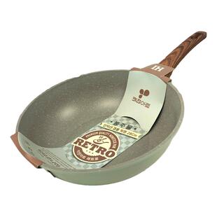 韩国麦饭石不粘锅炒锅家用超轻便平底不沾小炒菜锅一二人原装进口