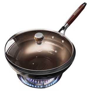 纯钛无涂层不粘锅炒锅家用平底电磁炉专用炒菜锅燃气灶通用钛铁锅