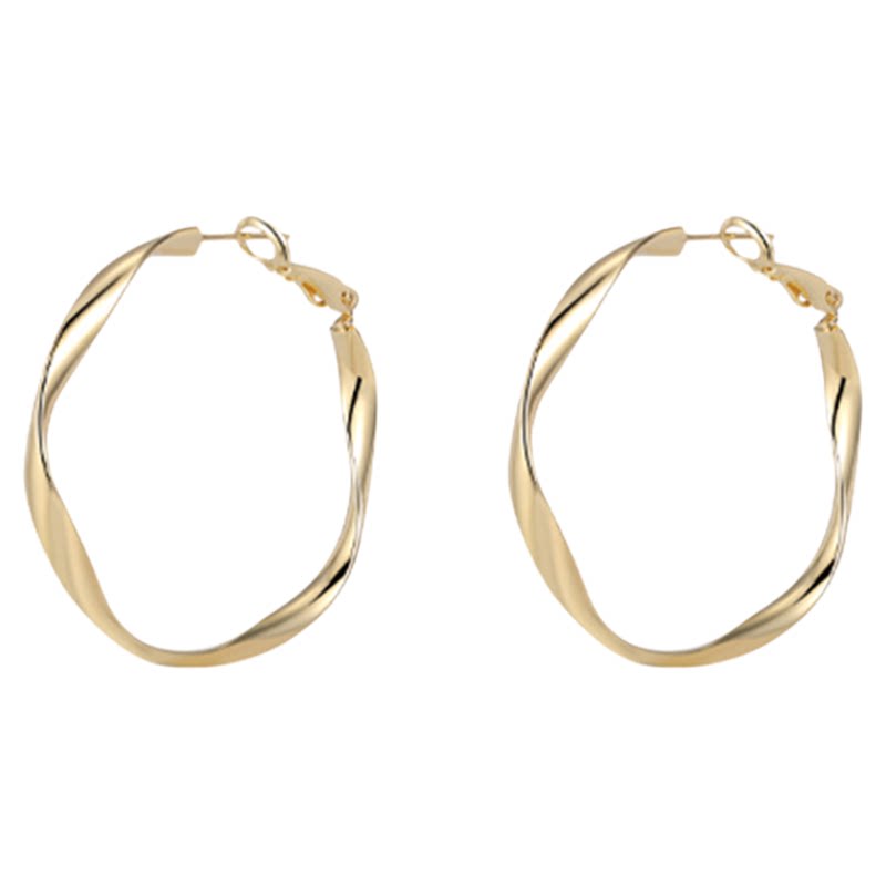 【蜜桃茶】时髦千金感 简约金色大圆圈耳环女高级感素圈耳夹耳饰