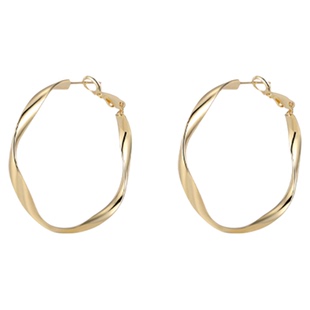 【蜜桃茶】时髦千金感 简约金色大圆圈耳环女高级感素圈耳夹耳饰