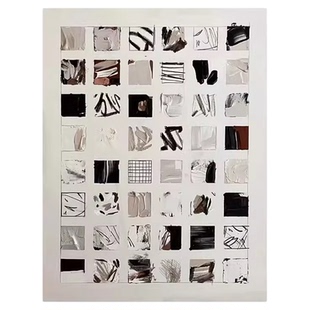 纯手绘油画静思黑白现代简约客厅抽象挂画样板间设计师玄关肌理画