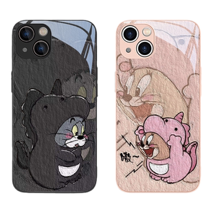 适用猫和老鼠iPhone17苹果13promax手机壳情侣iPhone14汤姆ip15新款苹果16/12mi杰瑞11/xr女款xsmax玻璃8plus