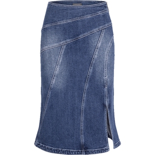 MARYLING玛俪琳初秋新品丹宁蓝分割线牛仔鱼尾半裙A1DGW72290