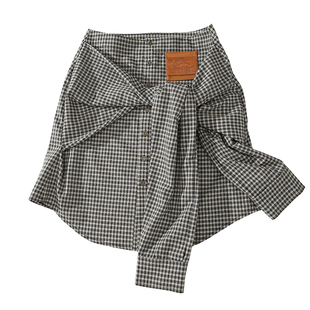 SINGLE MOMENT 25SS解构衬衫不规则设计两穿格纹半裙衬衫裙女