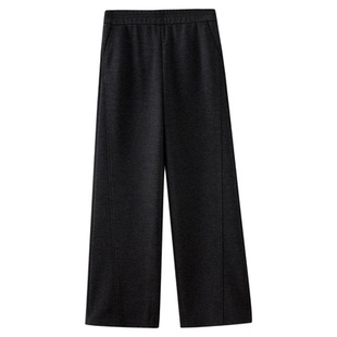 水云间格雷系灰色阔腿裤女休闲直筒长裤子宽松挺括大气老钱风2026