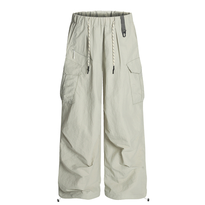 美式复古抽绳褶皱户外伞兵裤