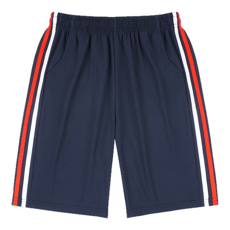 高中生校服短裤藏青色中小学生一条两道红白杠校服裤男女五分裤夏