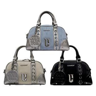 Cultivator原创小众休闲撞色炫光手提斜挎保龄球包波士顿包2025春