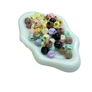 马卡龙色6mm大孔径珠珠子奶油色菱形亚克力串珠散珠diy手机链配件