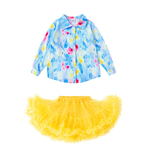 爵士舞女童服装花衬衫港风多巴胺穿搭套装儿童炸街复古90年代男童