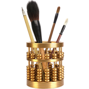 纯铜算盘笔筒家用客厅桌面摆件工艺品艺术品文房四宝书房商务礼品