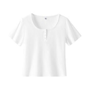 班尼路U领修身短袖T恤女2026春夏新款收腰显瘦休闲百搭半袖上衣Q
