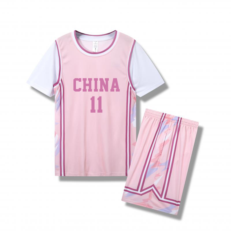中国队假两件11号套装篮球服女生宽松短袖学生运动球衣男定制班服