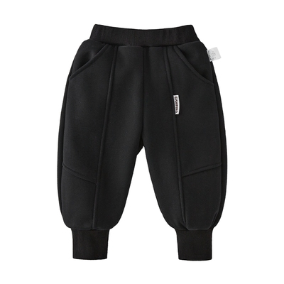 男童裤子加绒儿童卡其色束脚裤小童秋冬外穿冬装时髦宝宝冬季长裤