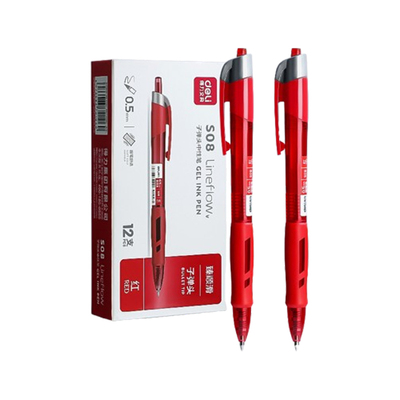 得力臻顺滑红笔S08书写顺滑速干