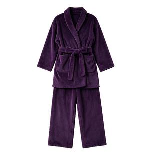 2026新款睡袍女秋冬天加厚保暖珊瑚绒睡衣时尚法兰绒家居服套装