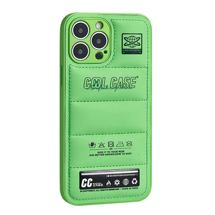 酷壳绿色原创羽绒服适用苹果12手机壳iPhone13promax 12潮流个性