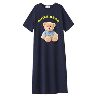 加肥加大码女装胖mm纯棉连衣裙宽松t恤裙女短袖显瘦中长款t长裙子