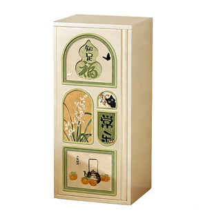 中式复古风斗柜客厅靠墙储物收纳柜电视柜旁小边柜钢制铁皮柜立柜