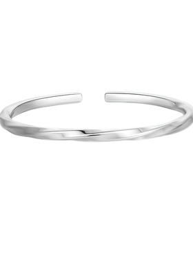 周六福银莫比乌斯环手镯S999足银女开口送女友节日礼物