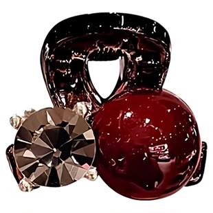 红色水钻珍珠抓夹女2025新款小号刘海夹前额碎发边顶夹发夹子头饰