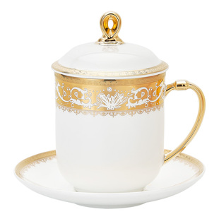 玛戈隆特骨瓷马克杯会务盖杯办公室喝茶喝水杯子家用待客高档茶杯