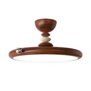 中古风主卧室灯2026新款胡桃木纹色网红飞碟新中式超亮护眼房间灯