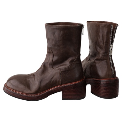 彭姐水洗缩纹马皮厚底短靴