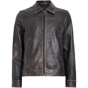 ALLSAINTS男士复古水洗皮衣Alkan简约休闲真皮夹克外套春季款