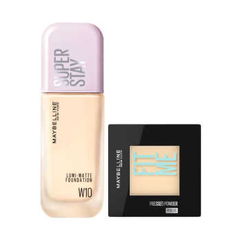 【新年礼物】美宝莲纽约轻亲粉底液小磨方粉饼控油不脱妆套组实付153元到手包邮