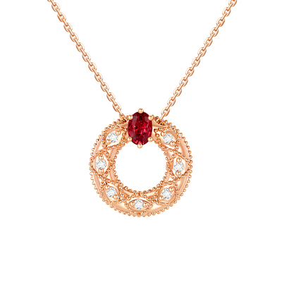 enzo18K金红宝石钻石项链