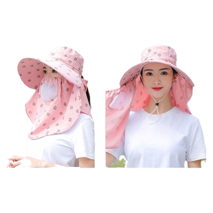 遮阳帽女防晒防紫外线遮脸全脸太阳帽子面罩夏季下地农村干活凉帽