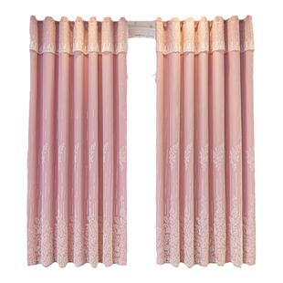 新款窗帘遮光布纱一体双层飘窗客厅卧室纯色田园简约现代绣花纱帘