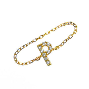 把Ta的名字戴手上~原创设计26个英文字母14k包金锆石链条戒指ins