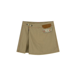 一城画一夏季复古国潮风简约时尚百搭高腰短款牛仔裙裤女