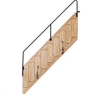 贴墙整体楼梯上阁楼的实木楼梯复式二层平台隐形梯伸缩转角折叠梯