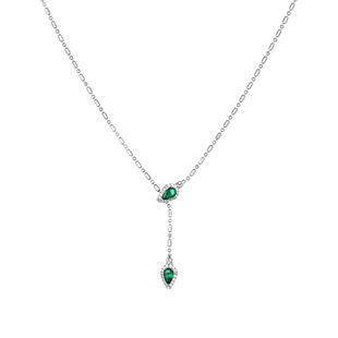 绿色锆石蛇头灵蛇项链女高级感轻奢小众锁骨毛衣链可抽拉调节配饰