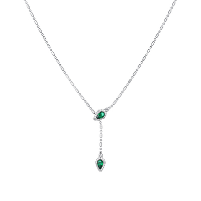 绿色锆石蛇头灵蛇项链可抽拉调节