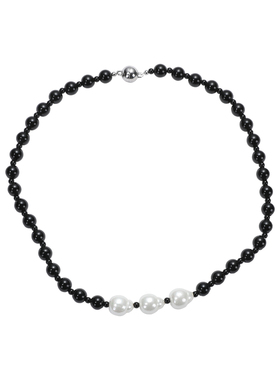 气质黑色串珠磁吸项链独特小众