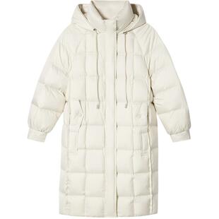 SALT.P可颜2024年冬季新款白鸭绒立领连帽羽绒服女长款廓形面包服