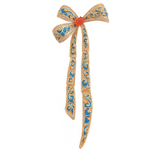 中式美学卷草纹艺术别针古典雅致蝴蝶结胸针红色玛瑙国风胸花配饰