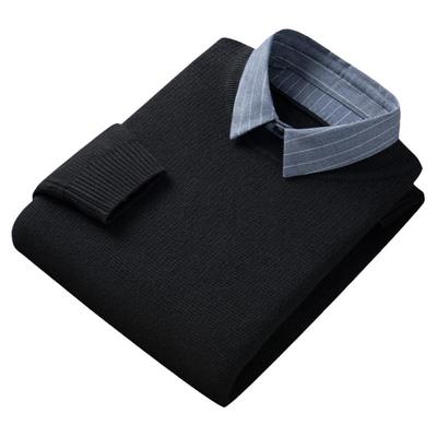 罗蒙假两件毛衣男衬衫领2023秋冬