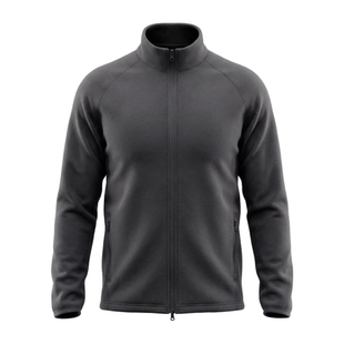 JSINNO 男款四面弹力抓绒运动开衫 户外跑步保暖中间层 立领外套