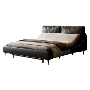 广巢 宙斯智能床零压电动真皮多功能可升降主卧双人床意式极简B