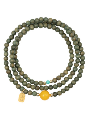 天然老绿檀叠戴三圈新中式国风