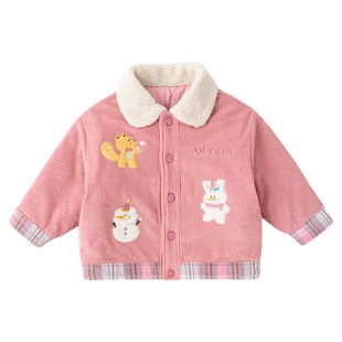 DUDUJIA儿童棉服冬季男童外套新款宝宝棉服保暖女童棉衣女宝冬装3