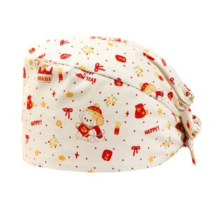 南欧鱼印花手术帽纯棉女手术室专用帽大头围不压头发医生工作帽子