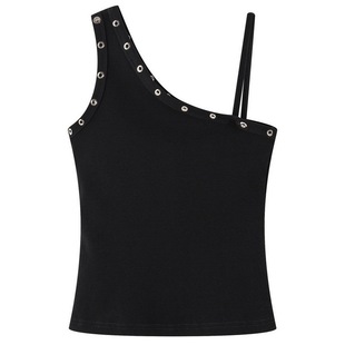 十一石 热辣整个夏天 斜肩不对称吊带背心女夏季外穿辣妹无袖上衣