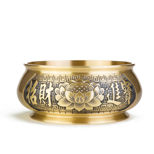 香炉纯铜家用烧香的铜炉财神爷专用烛台供具用品全套室内关公