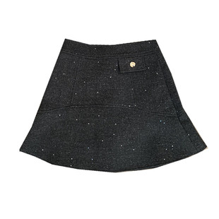 梨形身材羊毛呢亮片半身裙女秋冬大码小个子高腰黑色鱼尾包臂短裙